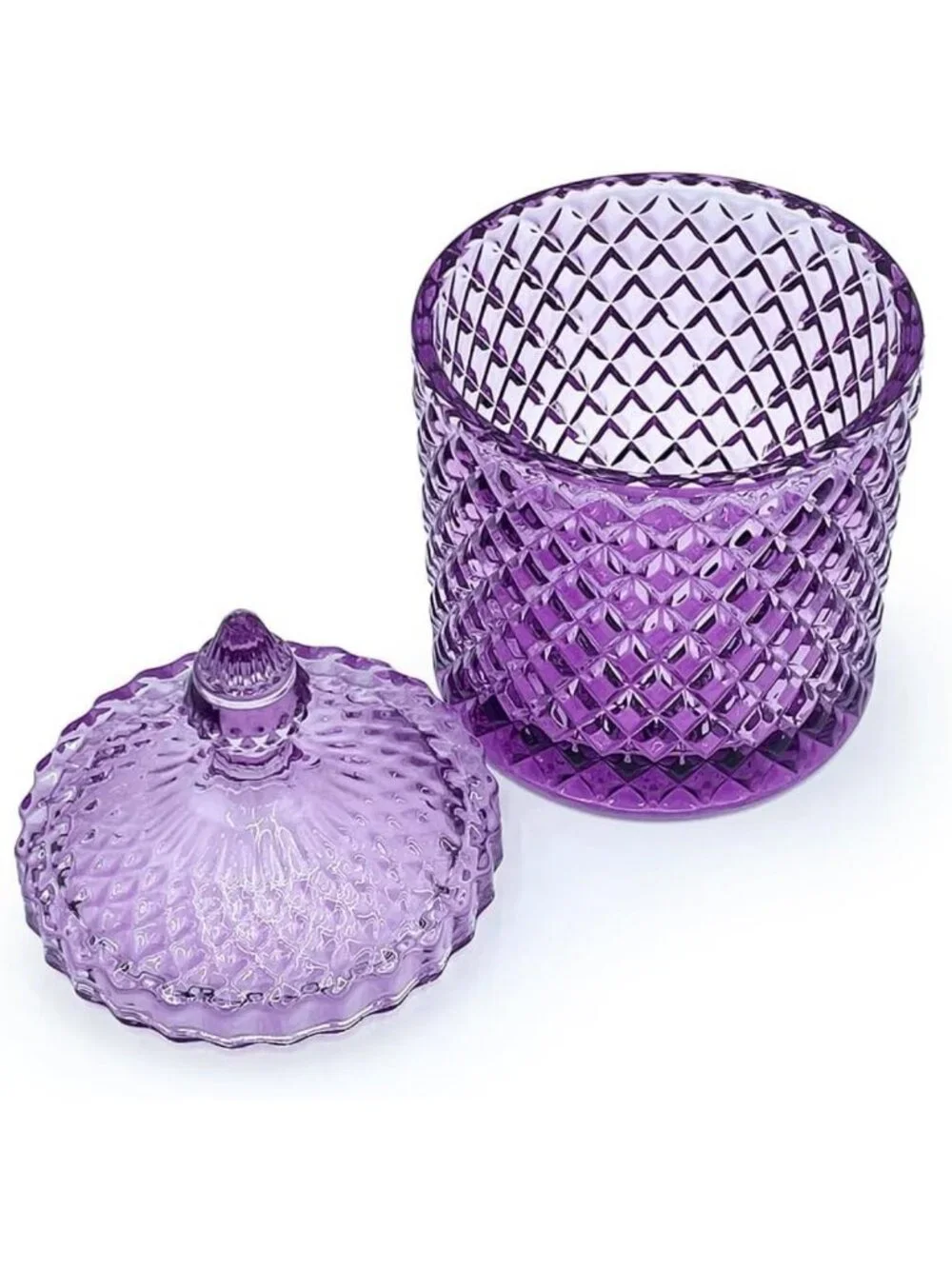 Colorful Decorative Glass Jar with Lid, Large Crystal Candy Dish & Cookie